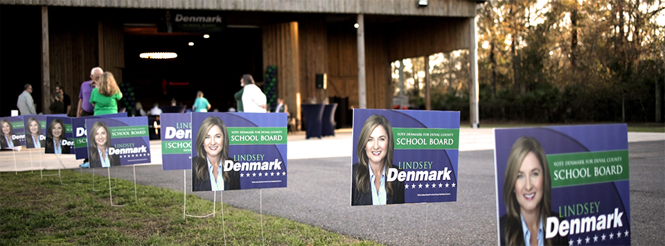 Request a yard sign or sign up to volunteer
